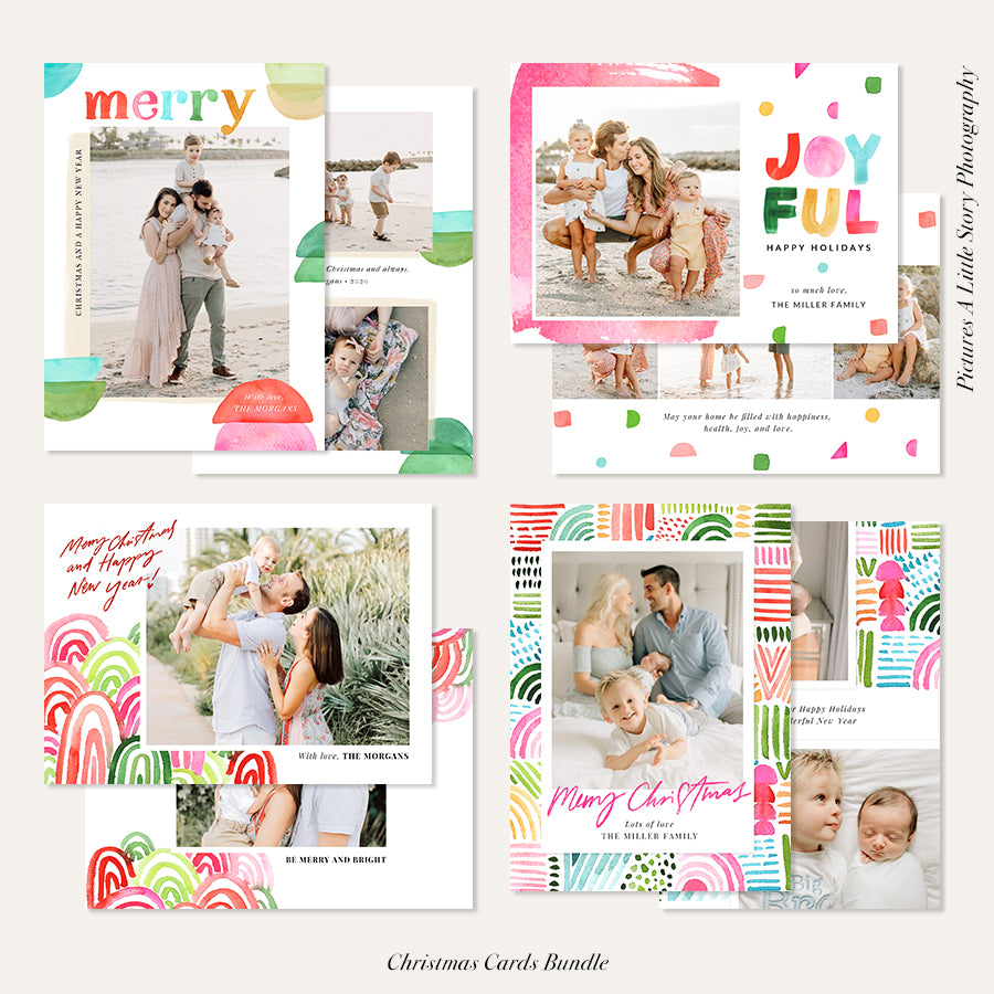 Christmas Photocard Templates Bundles | Warm Wishes