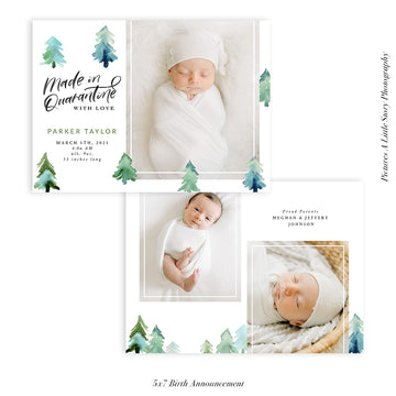 Quarantine Birth Announcement Photocard | Green Forest