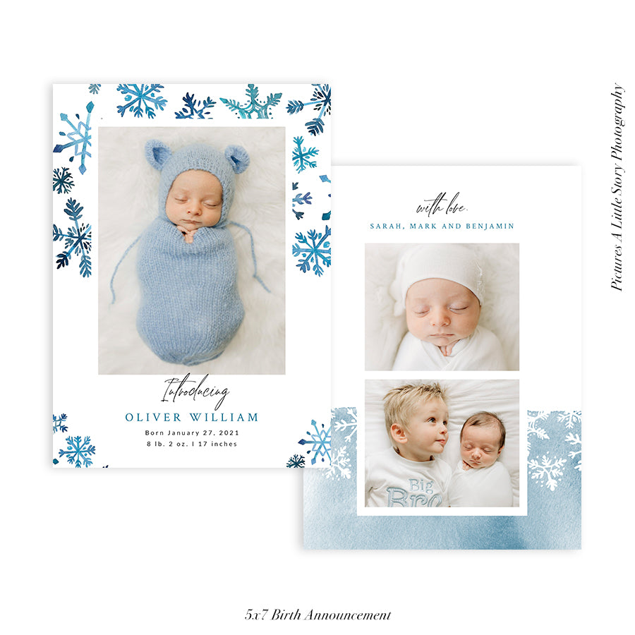 Quarantine Birth Announcement Photocard | Winter Snow