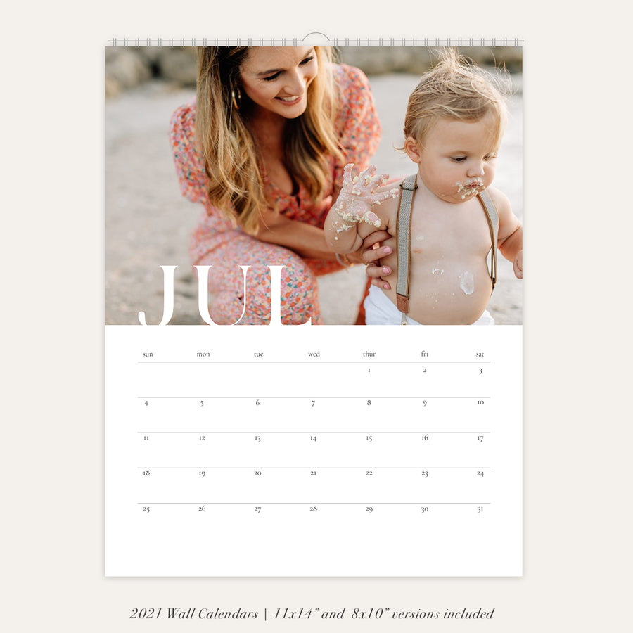 Wall Photo Calendar 11x14 and 8.5x11 | Clean