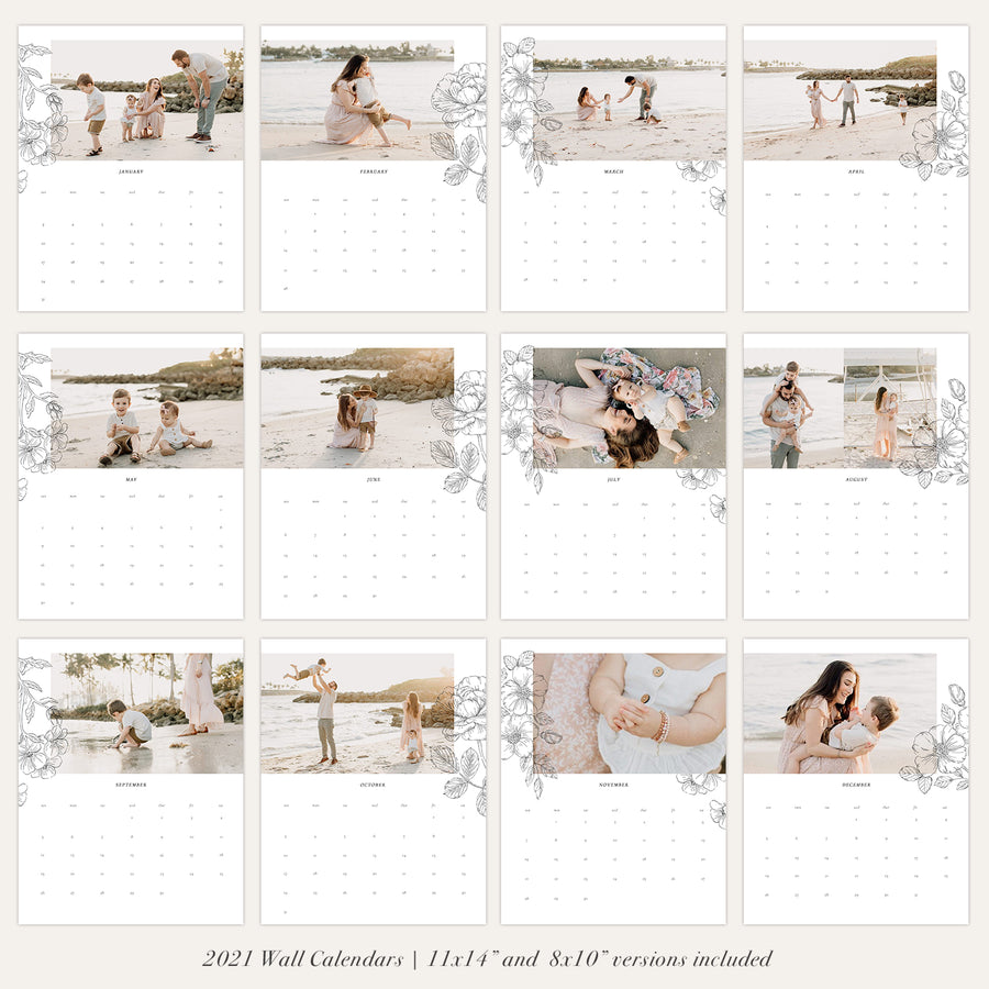 2021 Wall Photo Calendar 11x14 and 8.5x11 | Romantic