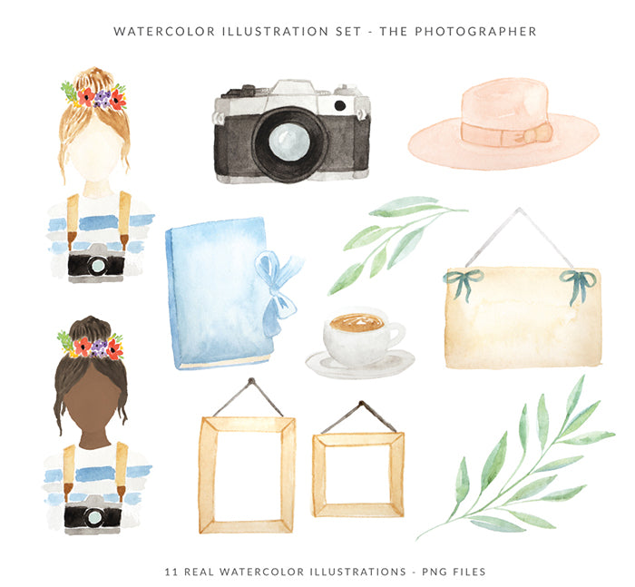 Watercolor Illustrations Pack - The photographer