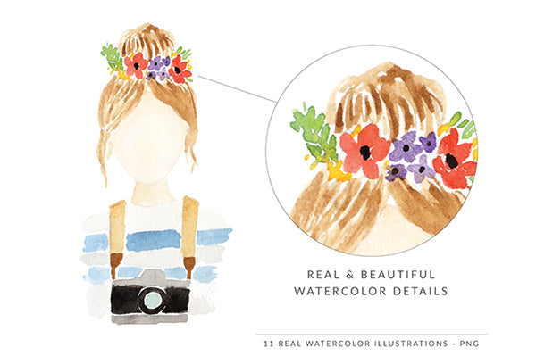 Watercolor Illustrations Pack - The photographer