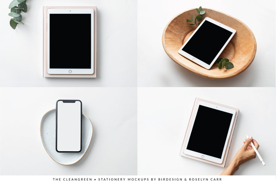 CleanGreen Ipad & Iphone Mockups Collection | 8 Stock Images