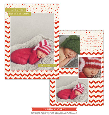 Christmas Photocard Template | Dots and chevron