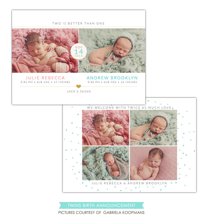 Twins Birth Announcement | Two babies