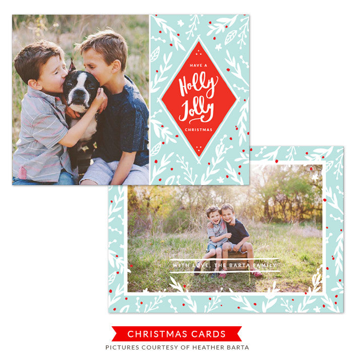 Christmas Photocard Template | Blue snow