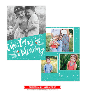 Christmas Photocard Template | Teal Christmas