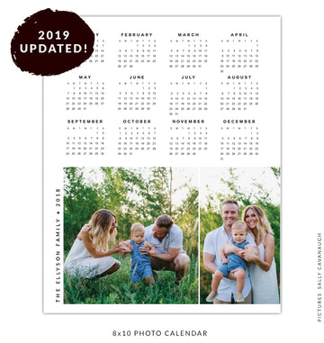 8x10 2019 calendar template | Green and clean