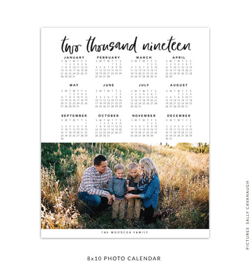 8x10 2019 calendar template | Two thousand