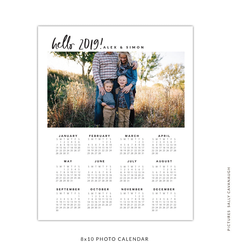 8x10 2019 calendar template | Black brushes