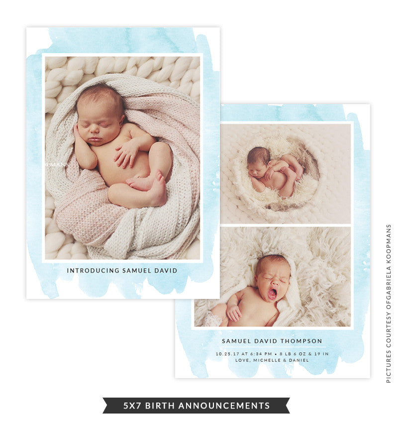 5x7 Birth Announcement | Blue Dreams