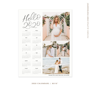 8x10 | 2020 calendar template | Hello 2020