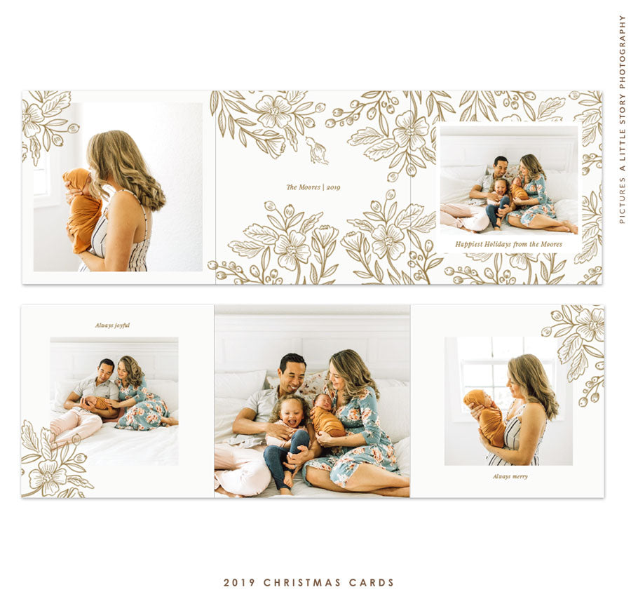 Holiday accordion card 5x5 (Trifolded) | Gold Grace