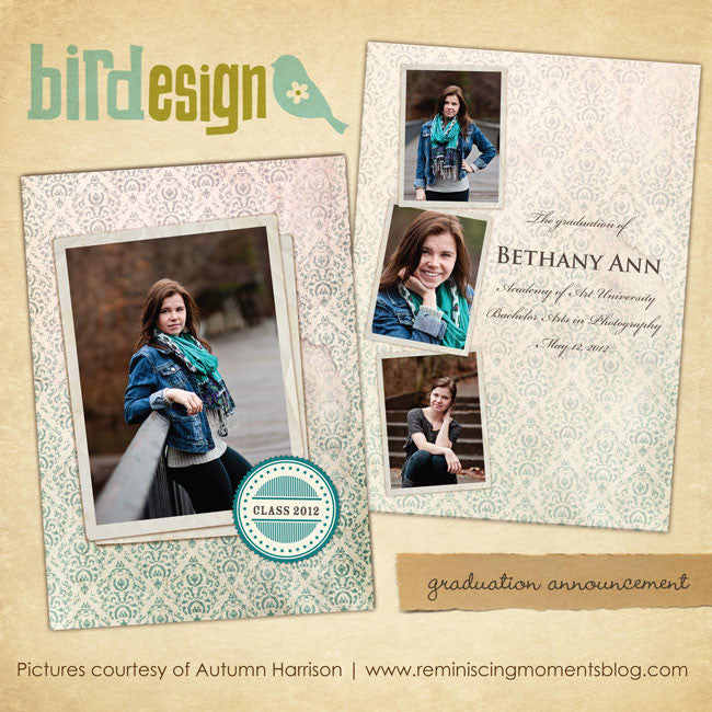 Graduation announcement digital template for photographers