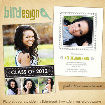 Graduation announcement digital template for photographers
