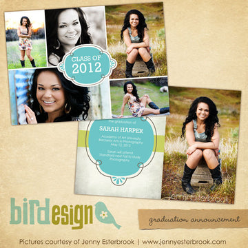 Graduation announcement digital template for photographers
