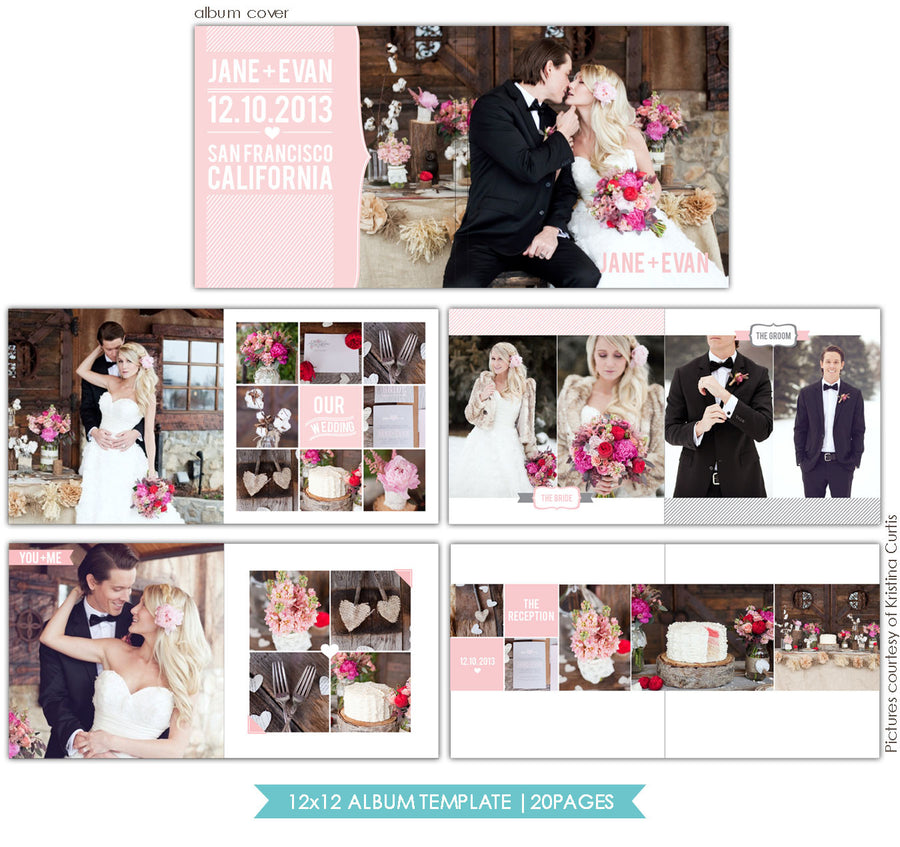 Heartfelt Love | 12x12 Wedding Album template