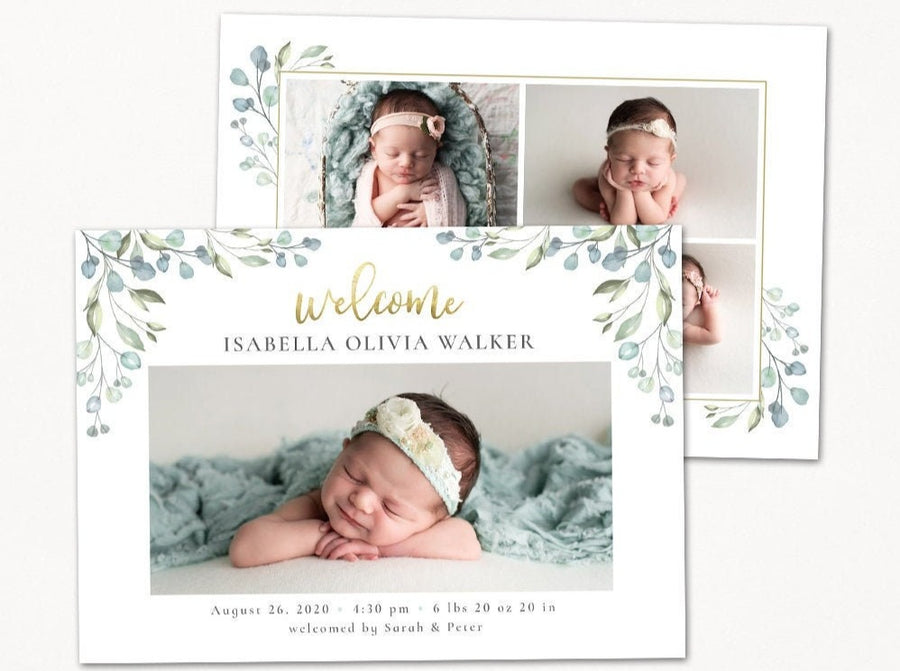 Birth Announcement Girl Newborn - 5x7 Card - os01