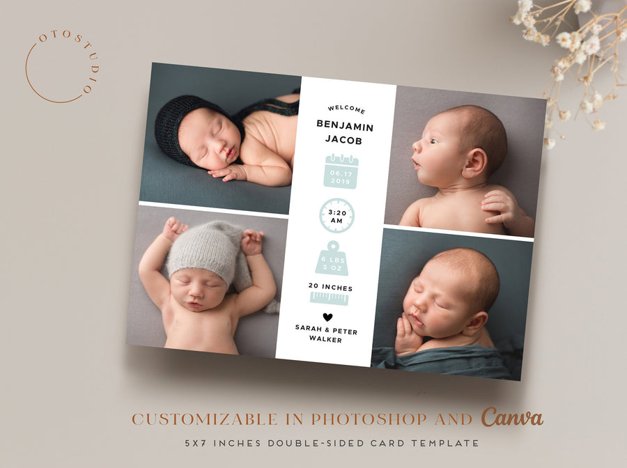 Birth Announcement - 5x7 Card - os62