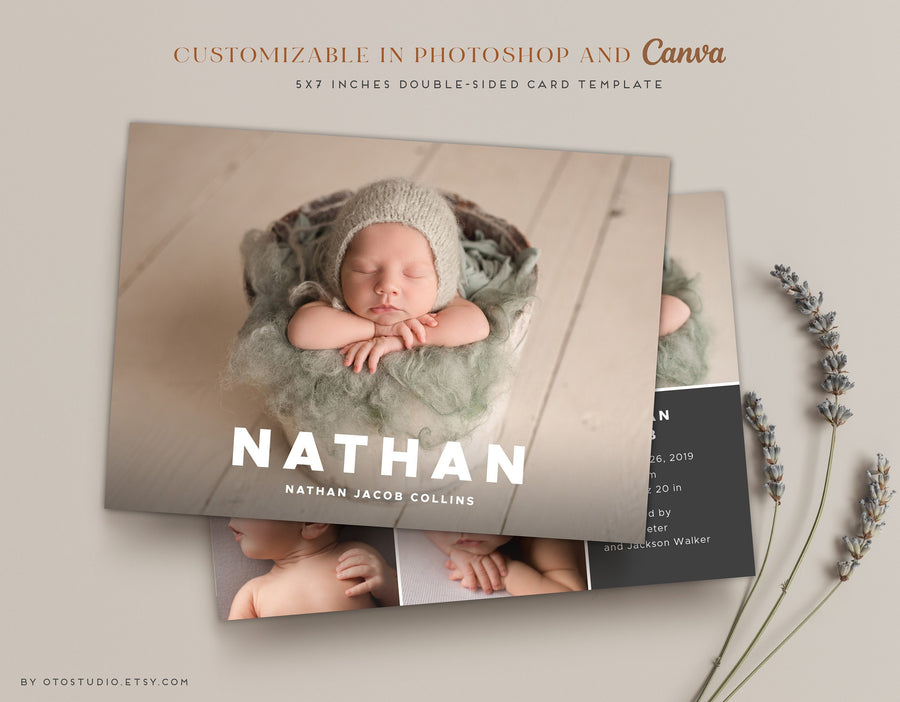 Birth Announcement - 5x7 Card - os36