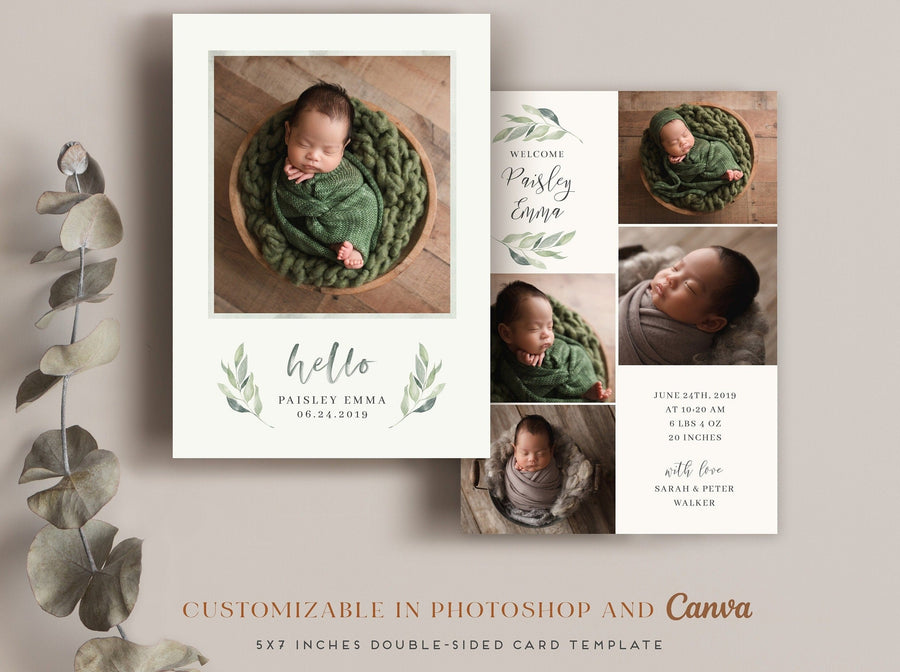 Birth Announcement Girl Newborn - 5x7 Card - os10