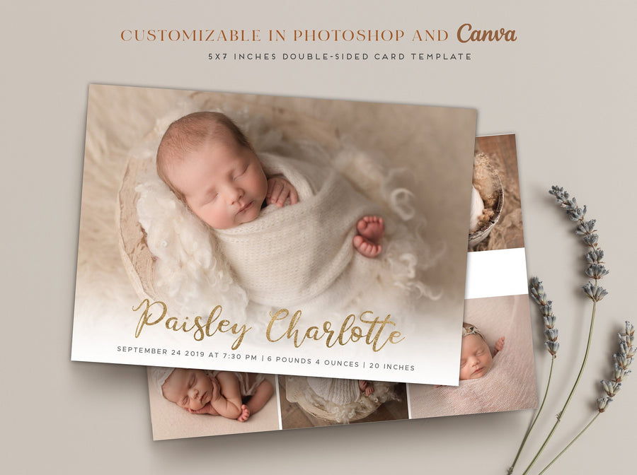 Birth Announcement - 5x7 Card - os69