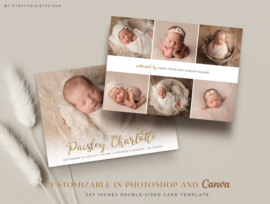 Birth Announcement - 5x7 Card - os69