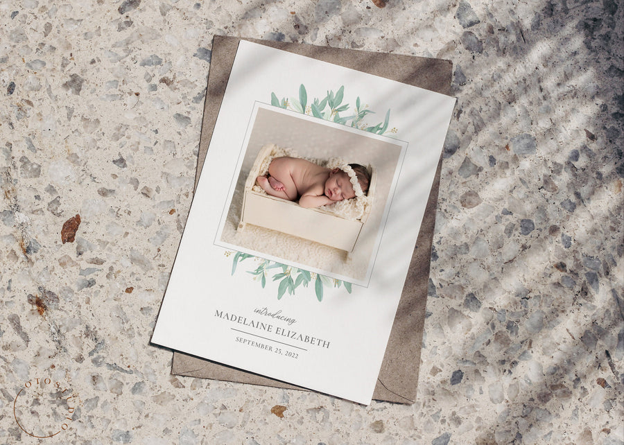 Birth Announcement Girl Newborn - 5x7 Card - os31