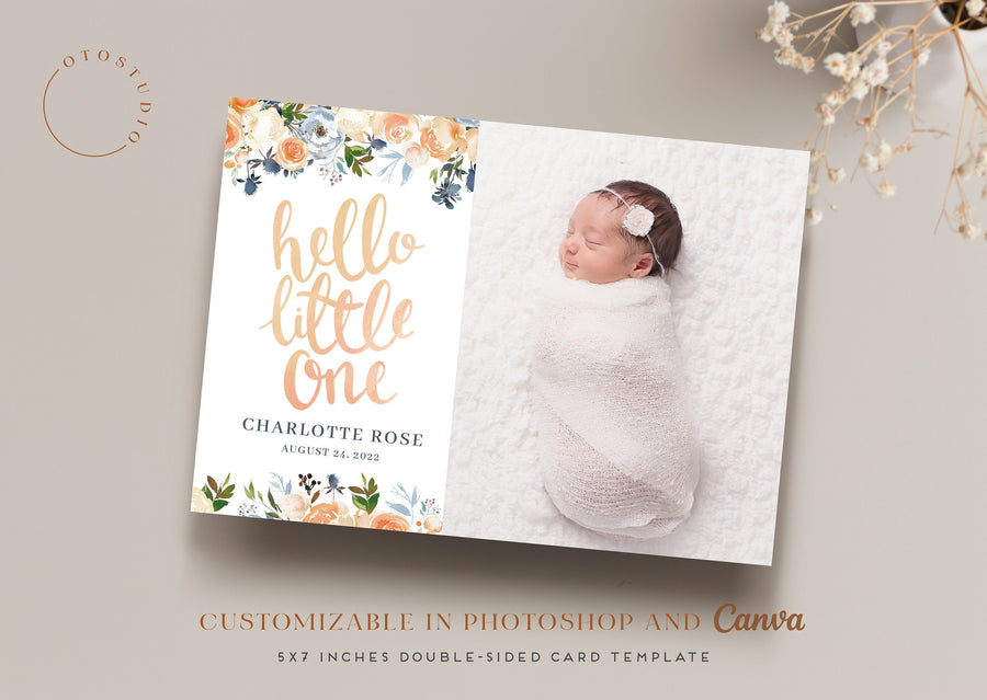 Birth Announcement Girl Newborn - 5x7 Card - os19