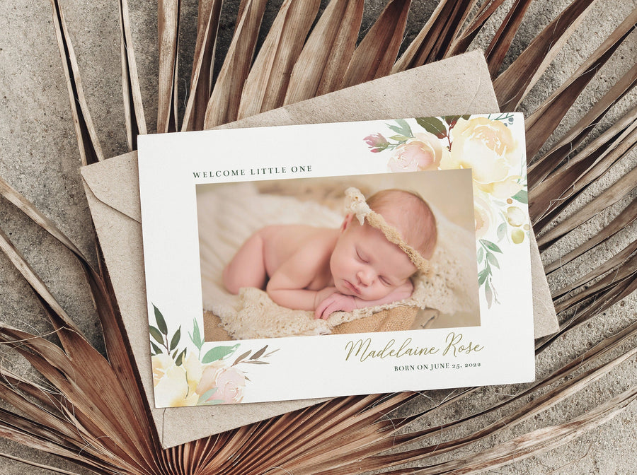 Birth Announcement Girl Newborn - 5x7 Card - os11