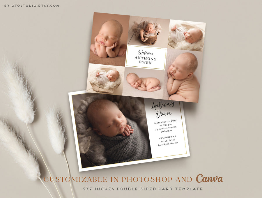 Birth Announcement - 5x7 Card - os30