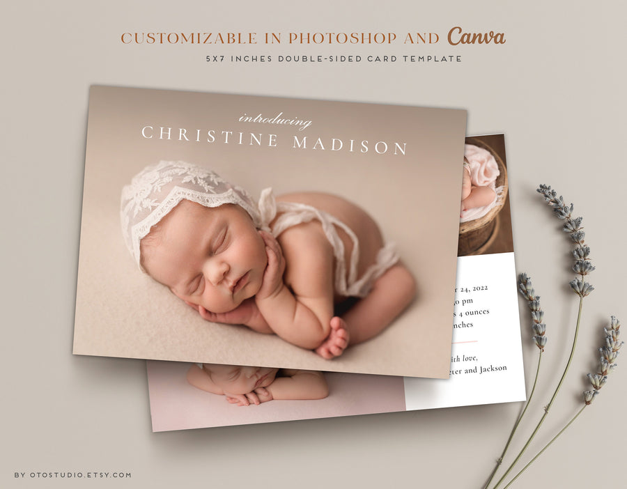 Birth Announcement - 5x7 Card - os38