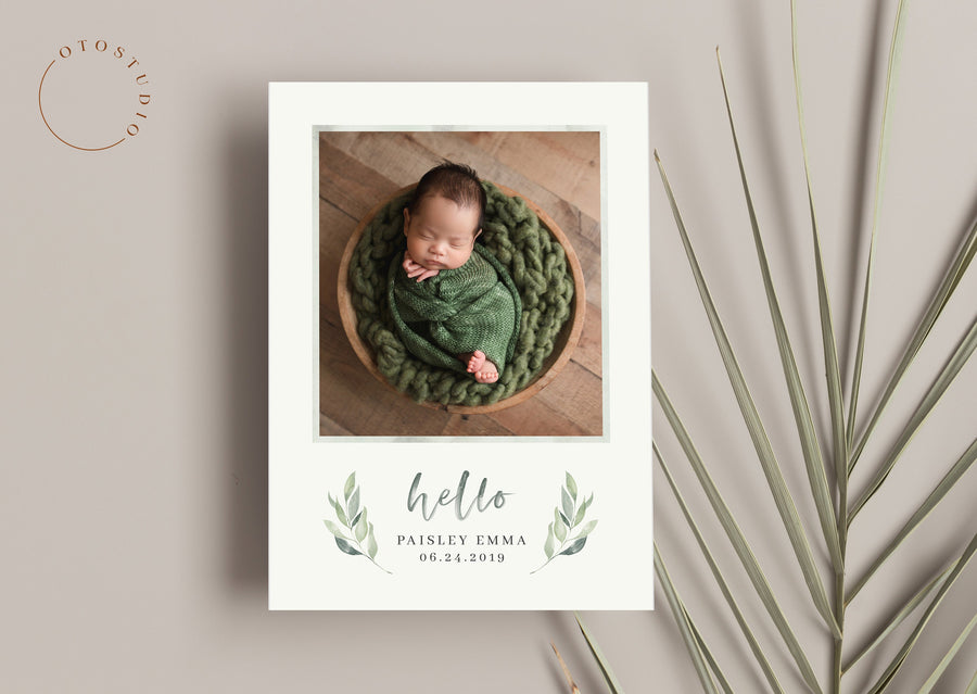 Birth Announcement Girl Newborn - 5x7 Card - os10