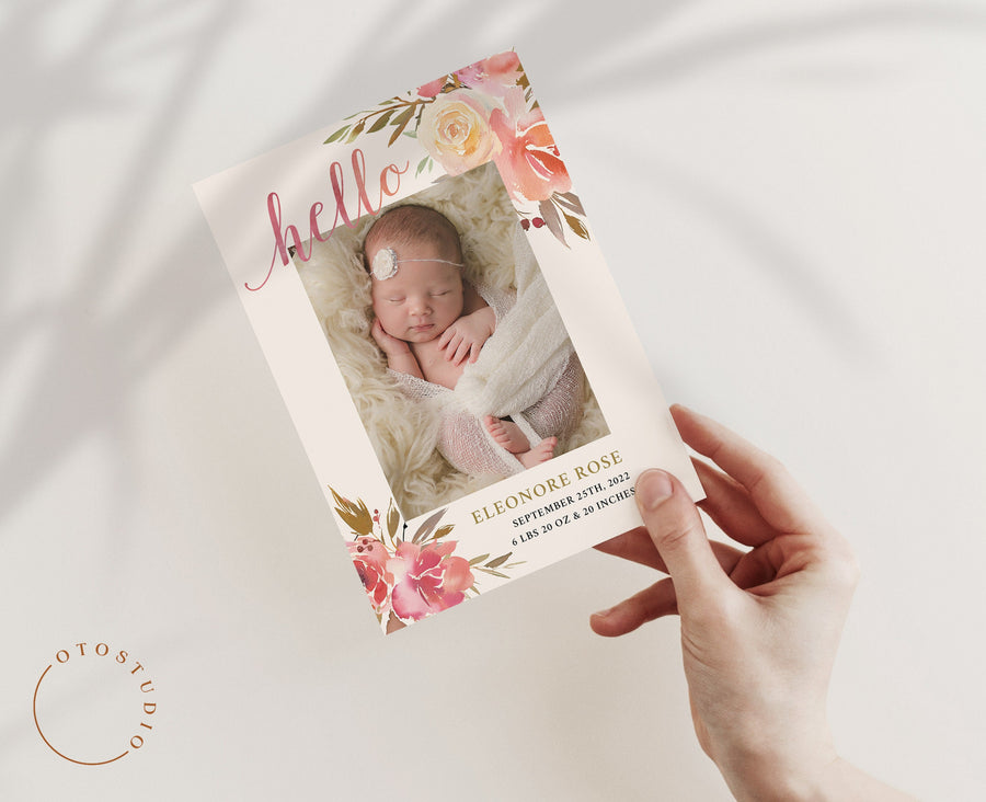 Birth Announcement Girl Newborn - 5x7 Card - os14