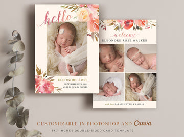 Birth Announcement Girl Newborn - 5x7 Card - os14