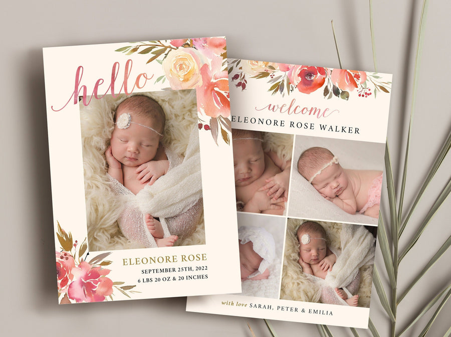 Birth Announcement Girl Newborn - 5x7 Card - os14