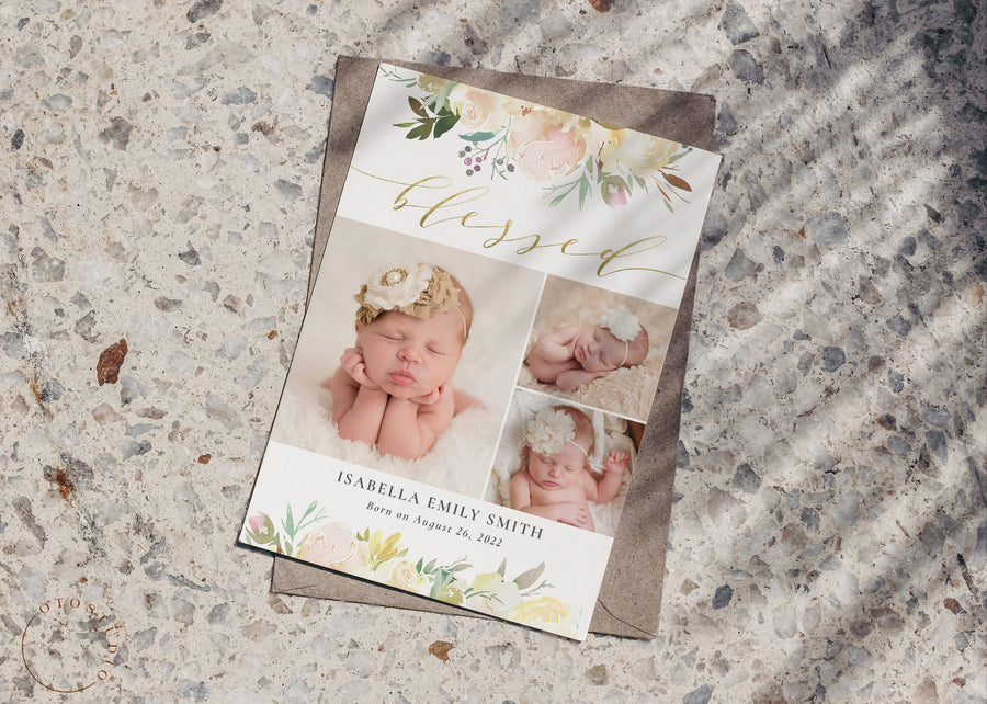 Birth Announcement Girl Newborn - 5x7 Card - os13