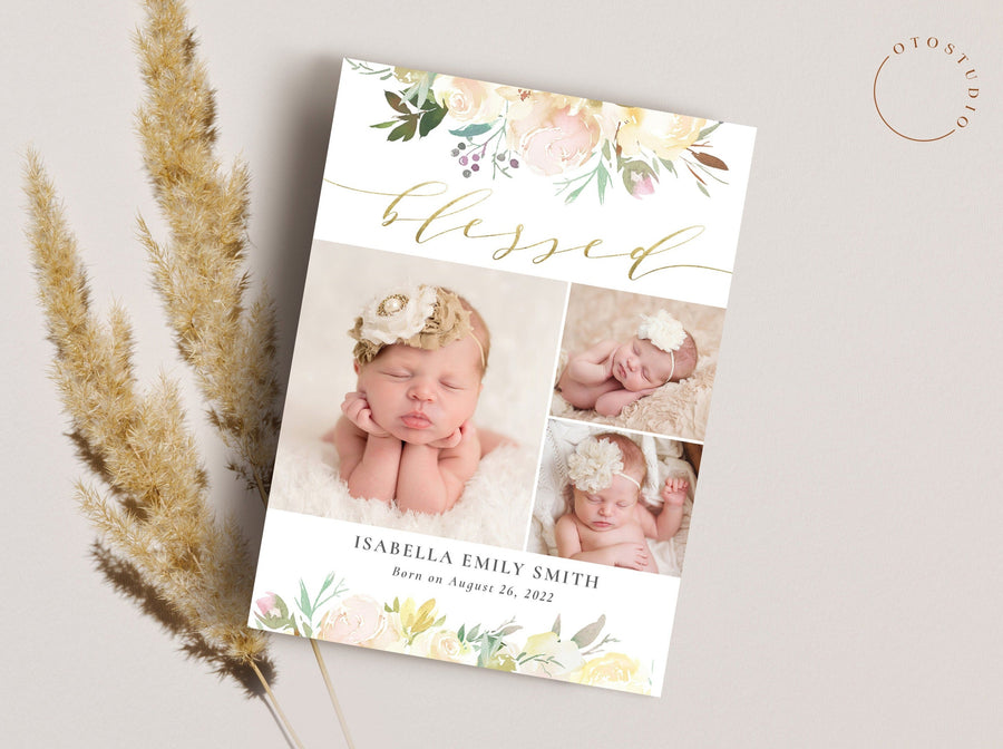 Birth Announcement Girl Newborn - 5x7 Card - os13