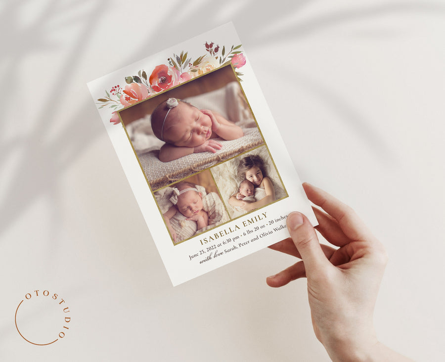 Birth Announcement Girl Newborn - 5x7 Card - os51