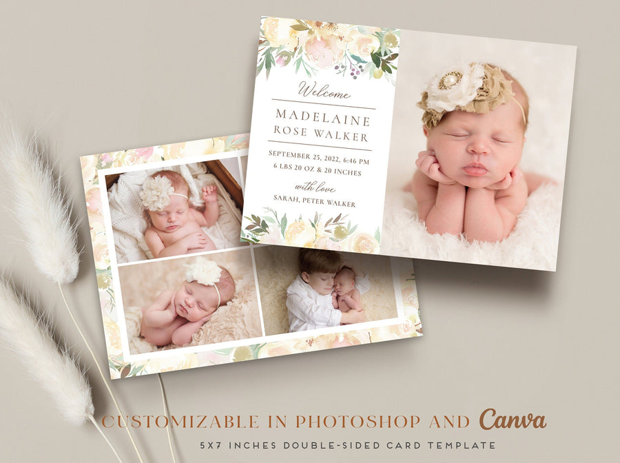 Birth Announcement Girl Newborn - 5x7 Card - os15