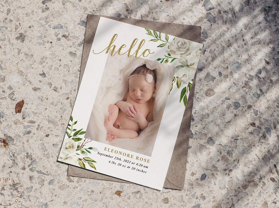 Birth Announcement Girl Newborn - 5x7 Card - os20