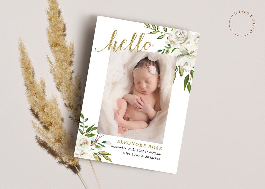 Birth Announcement Girl Newborn - 5x7 Card - os20