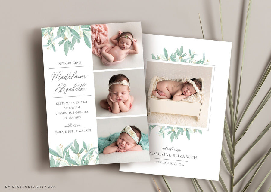 Birth Announcement Girl Newborn - 5x7 Card - os31